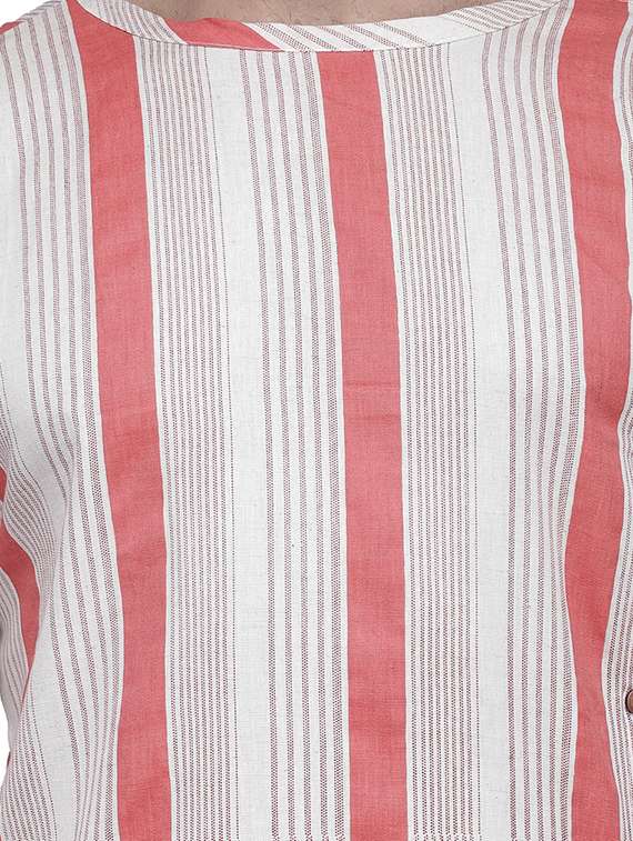 pink striped asymmetric kurta - 16938509 - Standard Image - 3