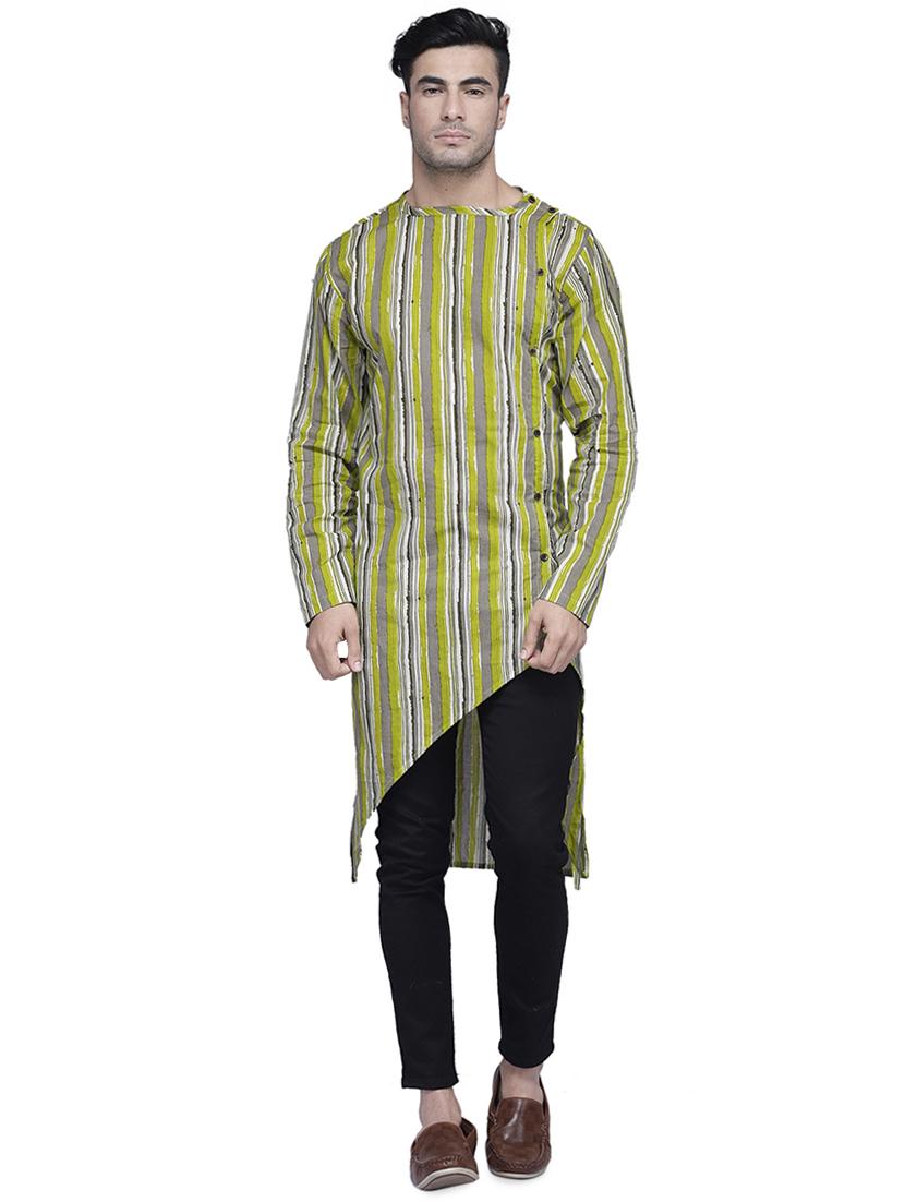 green striped asymmetric kurta - 16938511 -  Zoom Image - 0
