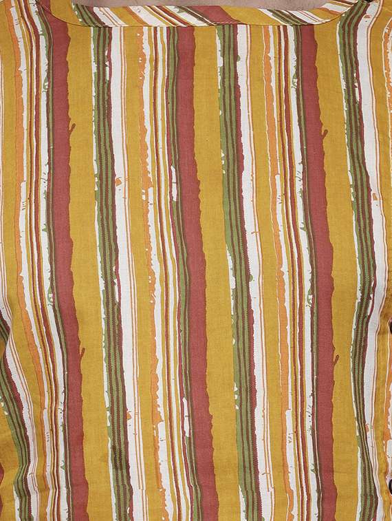 yellow striped asymmetric kurta - 16938513 -  Standard Image - 3
