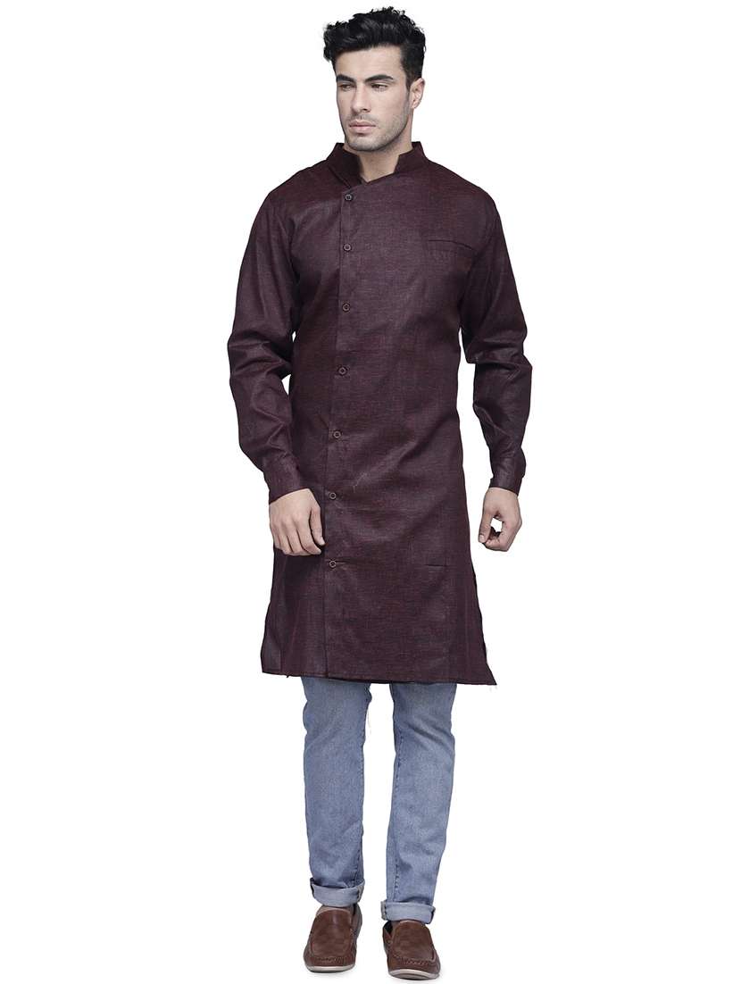 purple solid long kurta - 16938518 - Zoom Image - 0