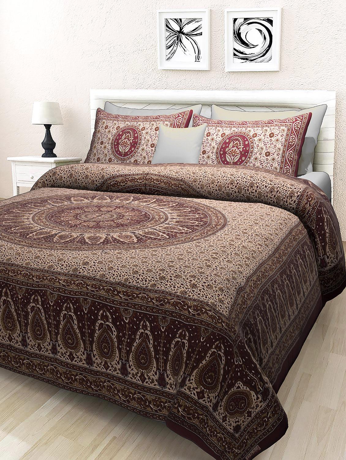 cotton double bedsheet with 2 pillow covers - 16938718 - Zoom Image - 0