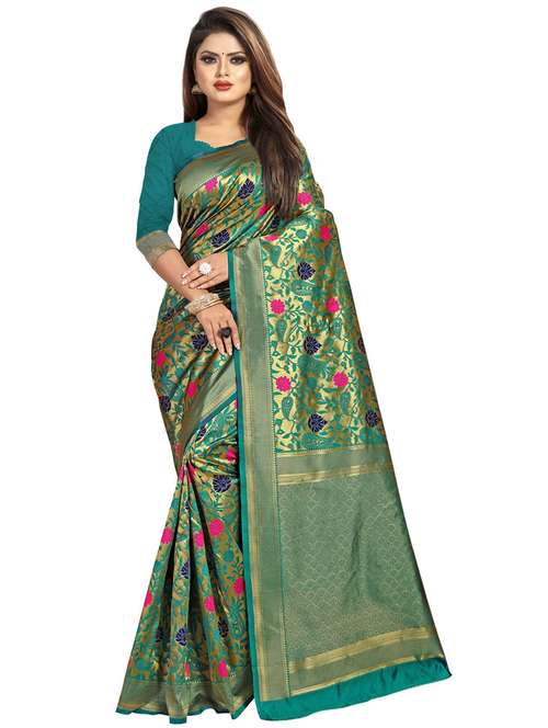 floral banarasi saree with blouse - 16939130 - Standard Image - 0