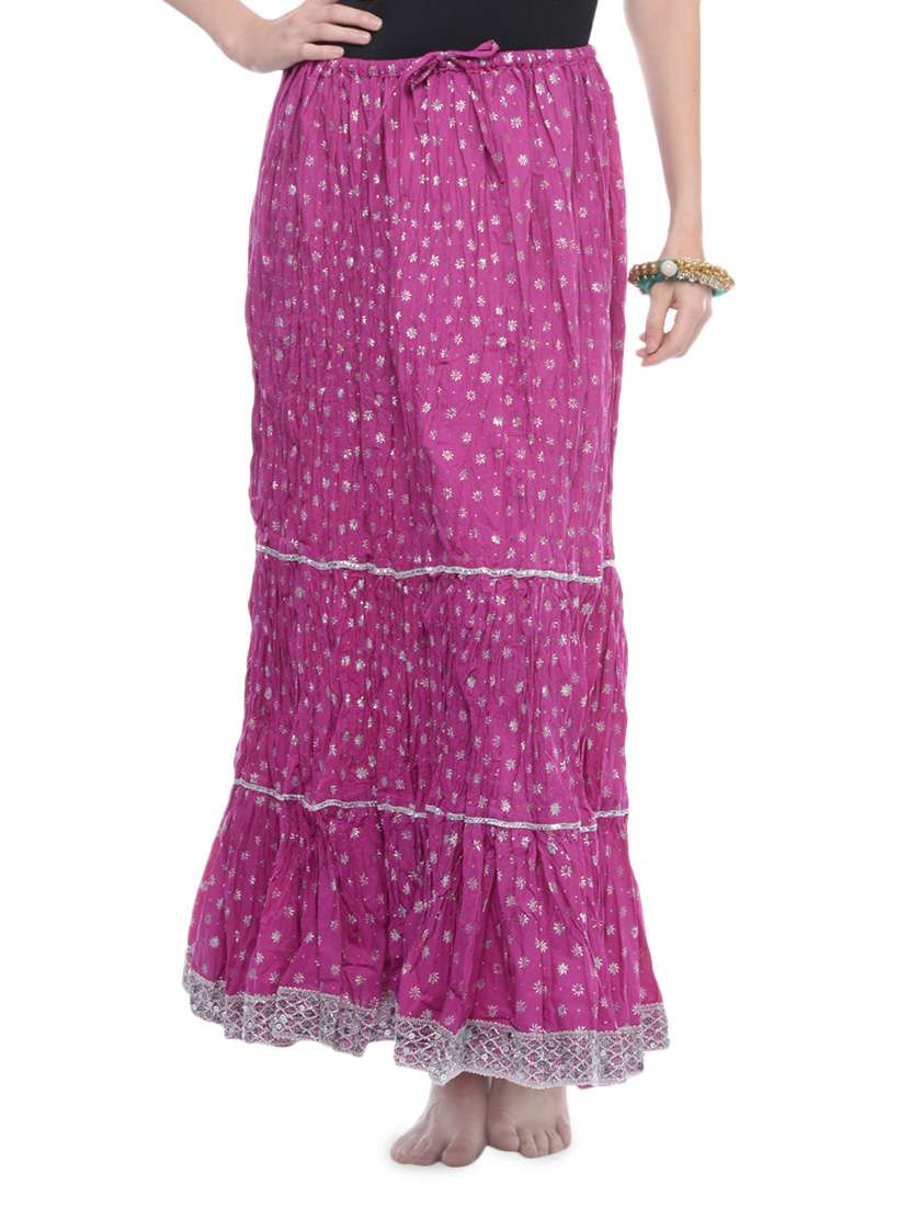 purple cotton flared skirt