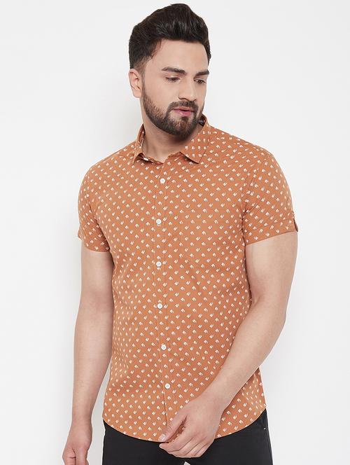 orange printed casual shirt - 16941136 - Standard Image - 0