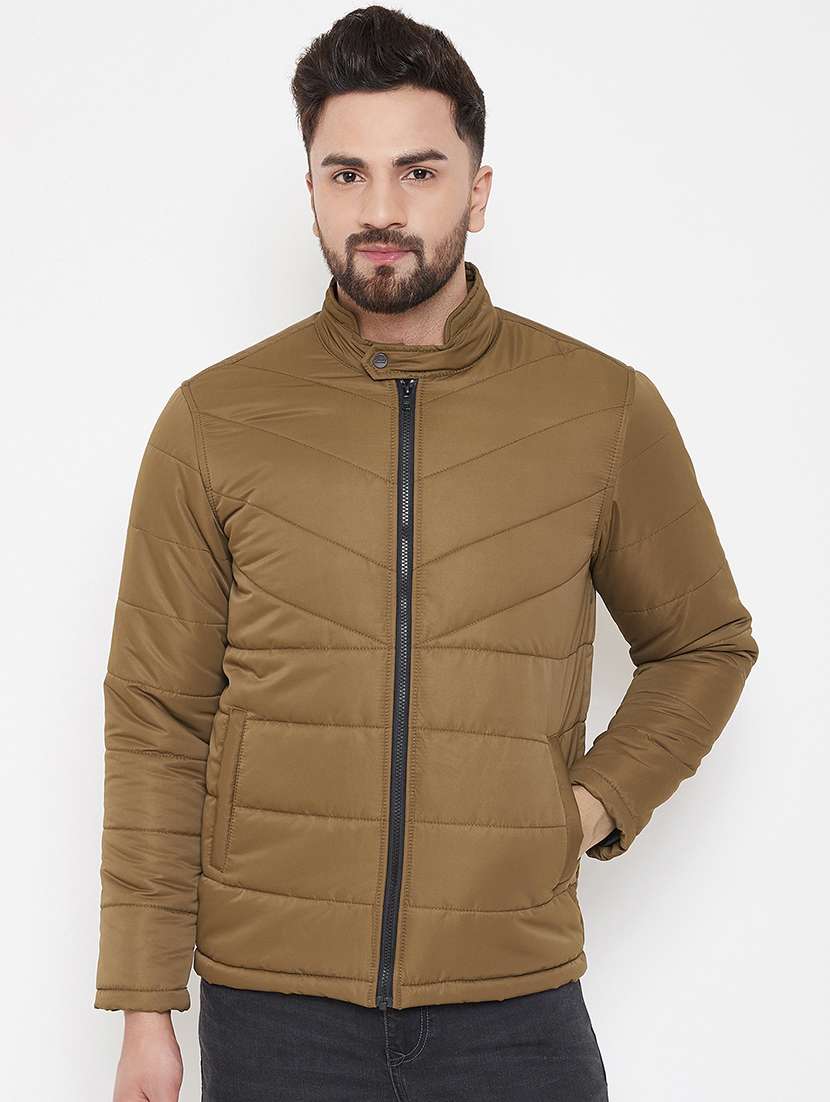 brown solid quilted jacket - 16941151 - Zoom Image - 0