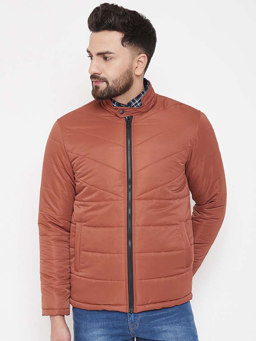 orange solid quilted jacket - 16941152 - Zoom Image - 0