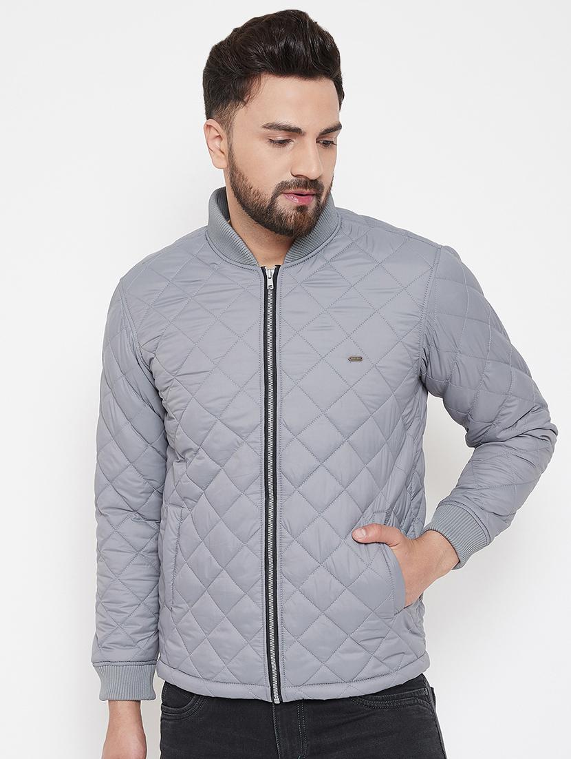 grey solid quilted jacket - 16941153 -  Zoom Image - 0