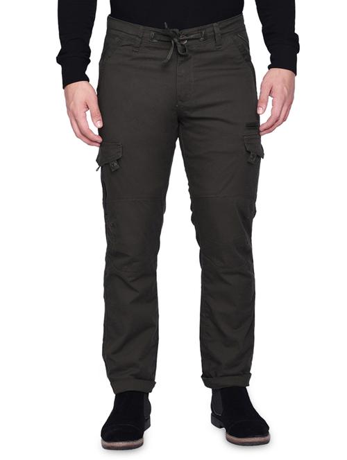 green solid cargo trousers - 16941637 - Standard Image - 0