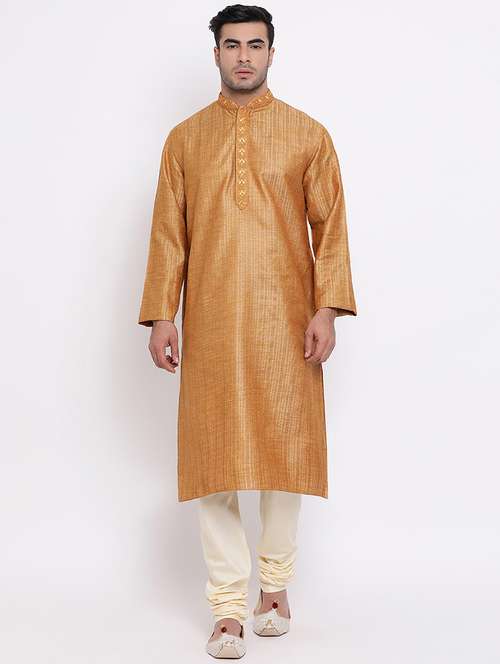 men self design mandarin neck long kurta - 16942368 - Standard Image - 0