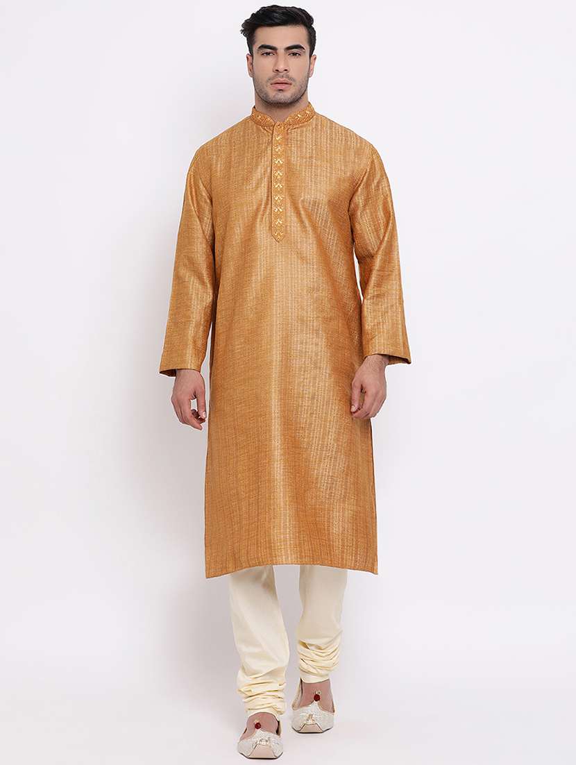 men self design mandarin neck long kurta - 16942368 - Zoom Image - 0