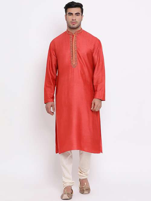 men self design mandarin neck long kurta - 16942369 -  Standard Image - 0