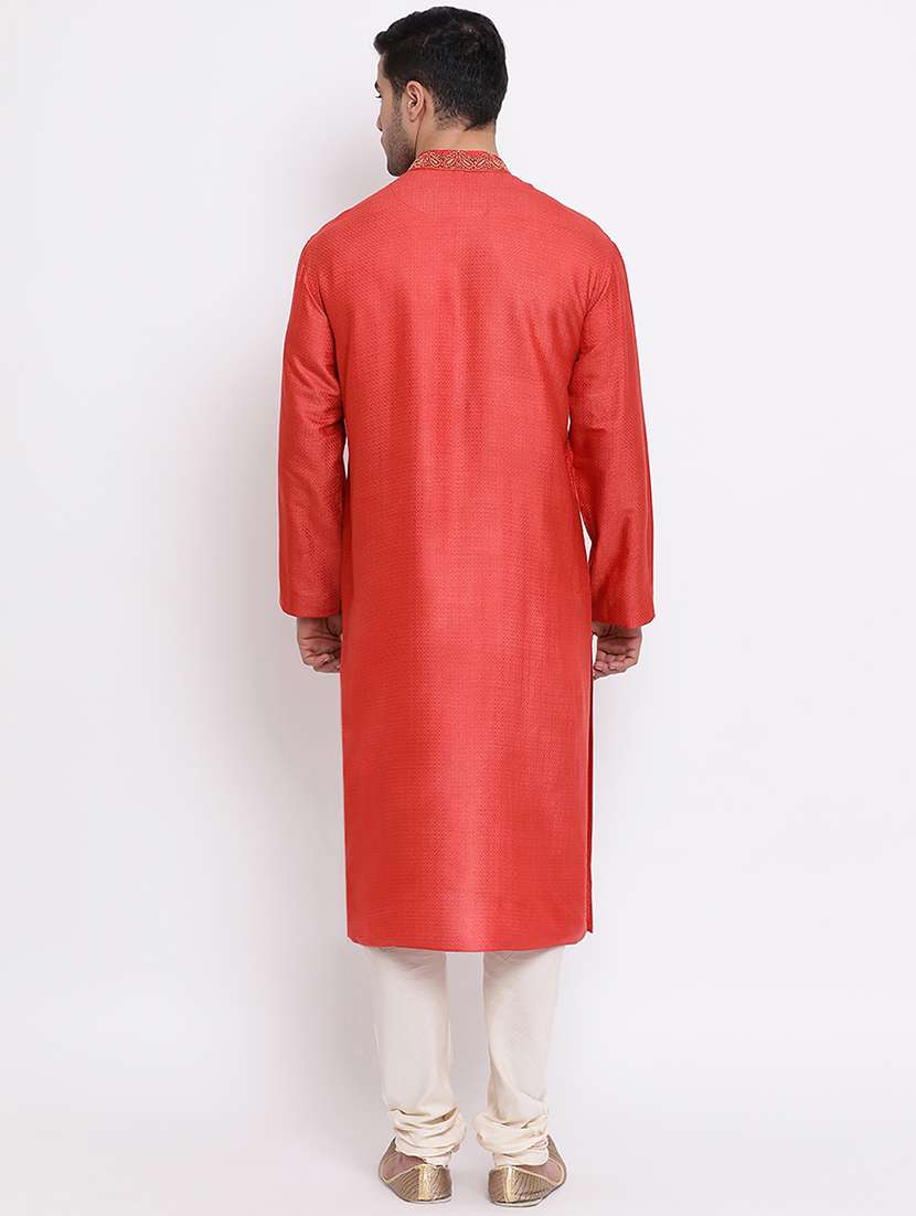 men self design mandarin neck long kurta - 16942369 -  Standard Image - 3