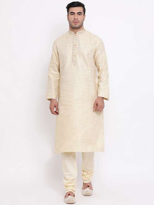 beige self design kurta churidar set - 16943230 -  Standard Image - 0