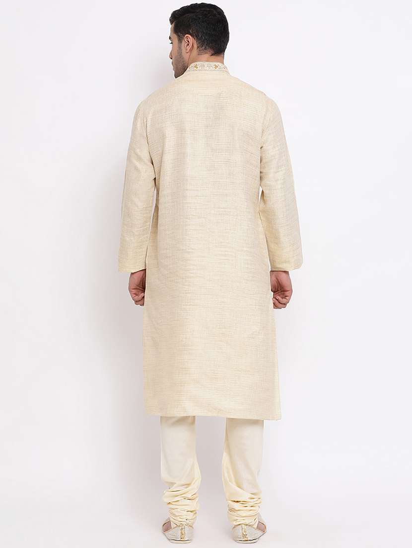 beige self design kurta churidar set - 16943230 -  Standard Image - 3