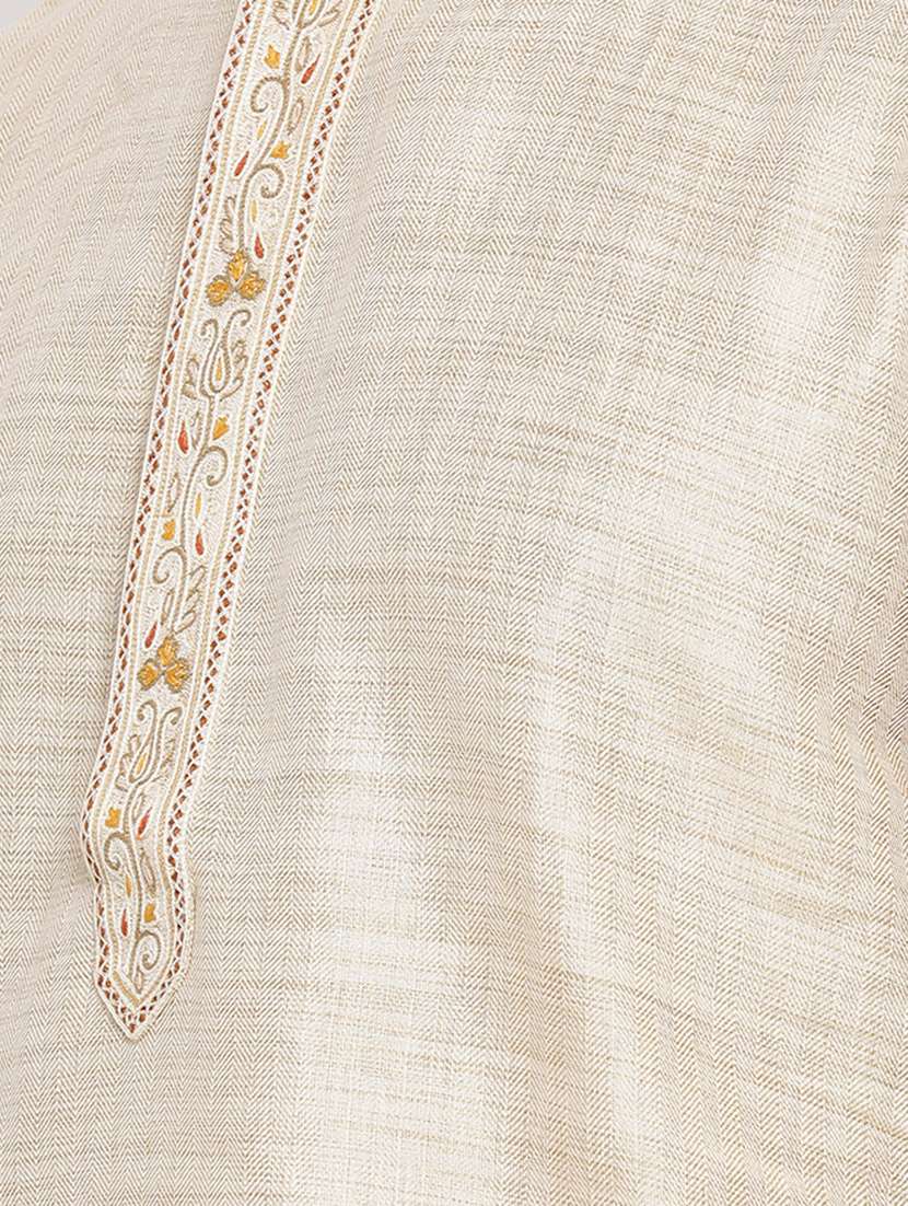 beige self design kurta churidar set - 16943230 -  Standard Image - 5