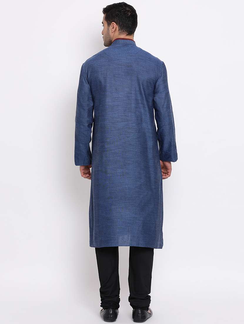 navy blue solid kurta churidar set - 16943231 -  Standard Image - 3