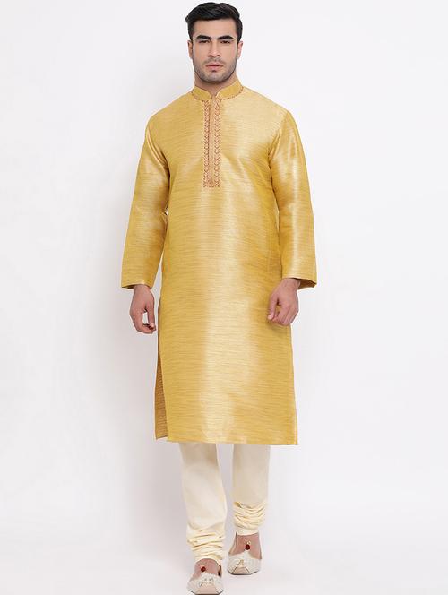 yellow solid kurta churidar set - 16943244 - Standard Image - 0