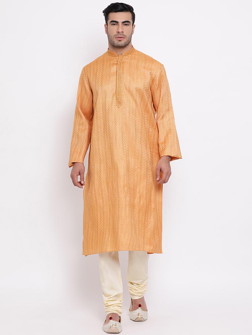 orange self design kurta churidar set - 16943246 - Zoom Image - 0