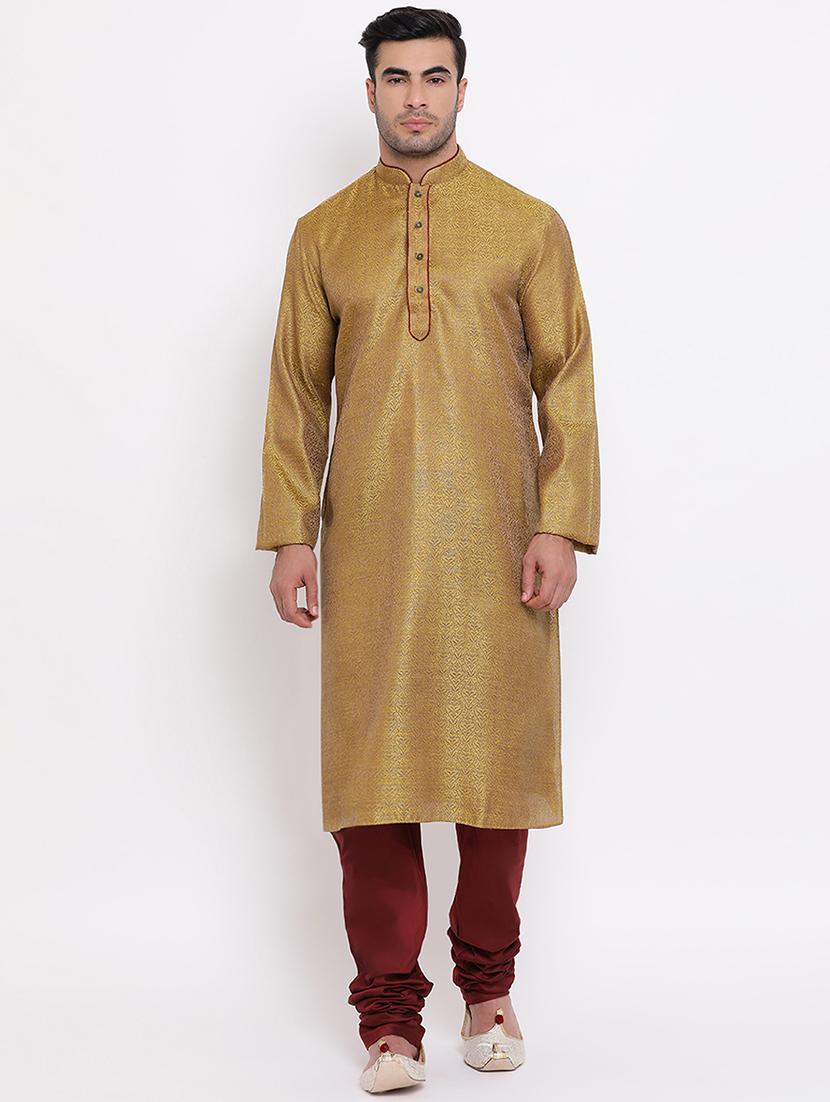 green pure silk brocade kurta churidar set - 16943255 - Zoom Image - 0