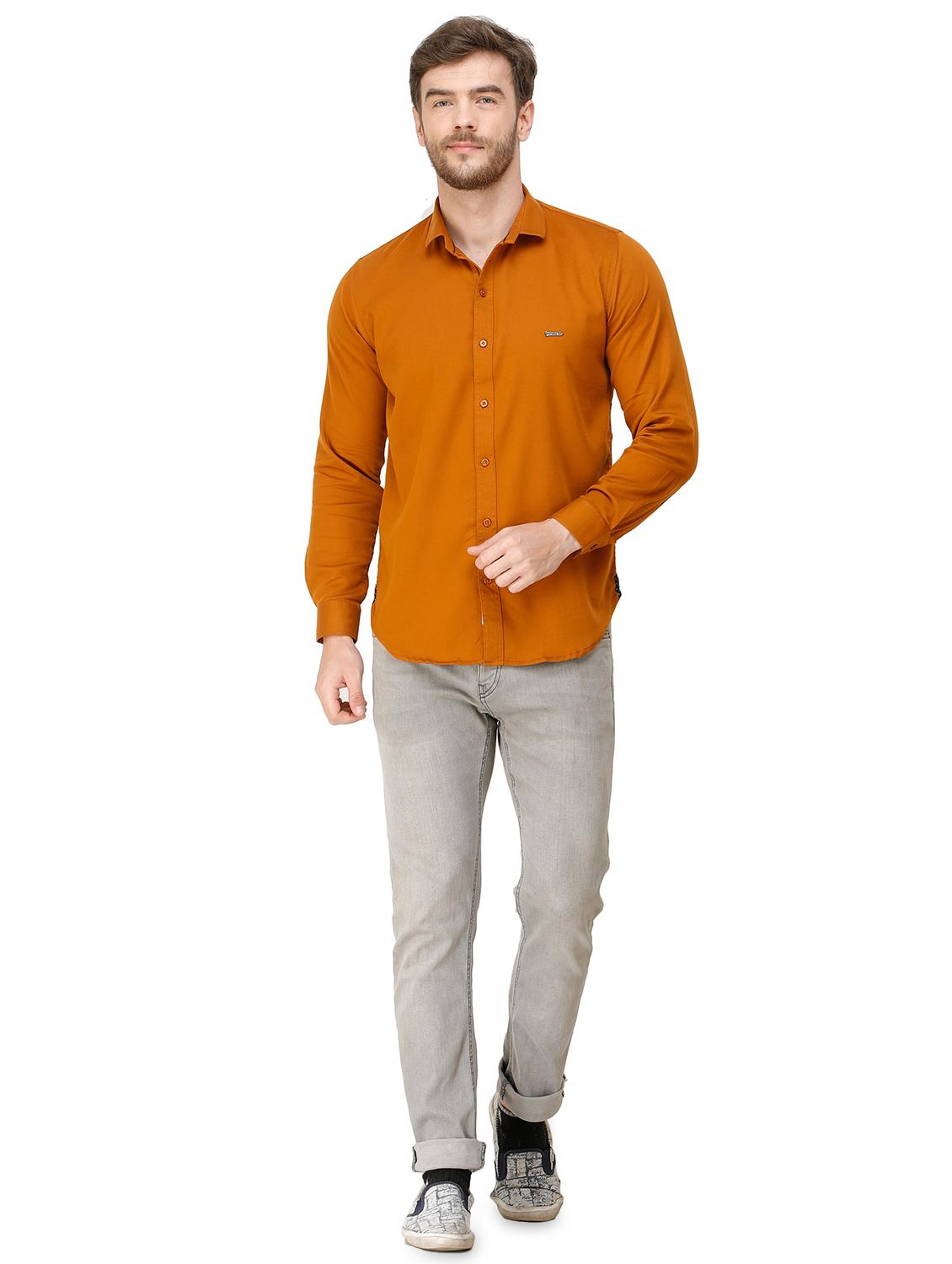 orange solid casual shirt - 16943395 - Standard Image - 3