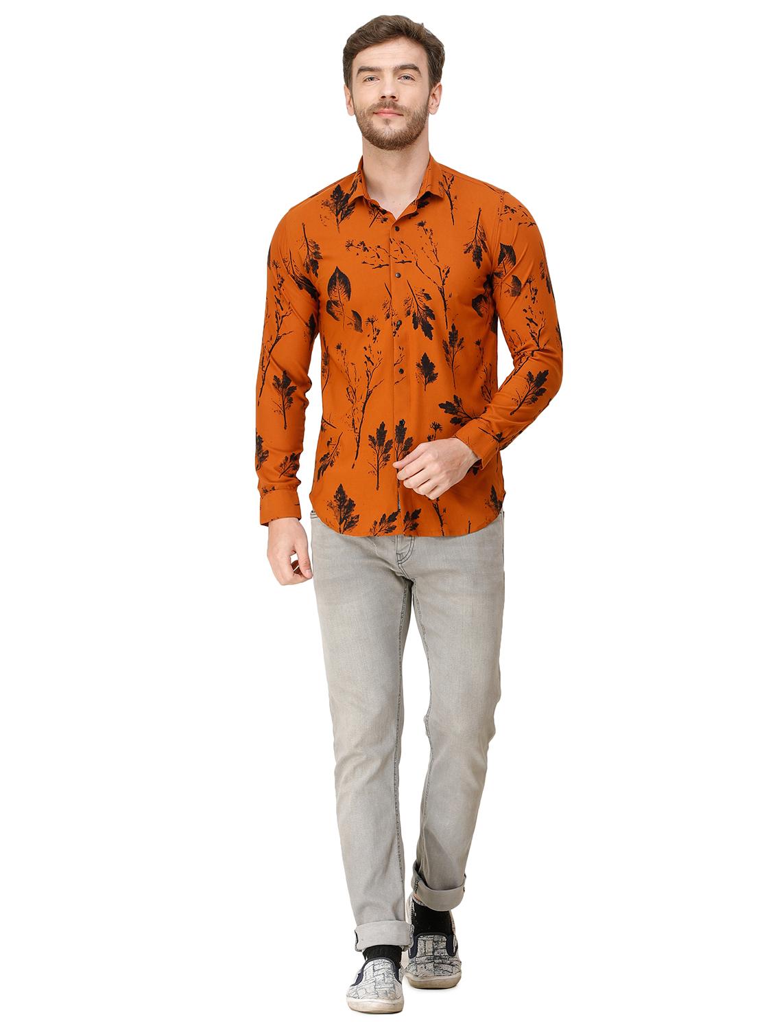orange printed casual shirt - 16943412 - Standard Image - 3