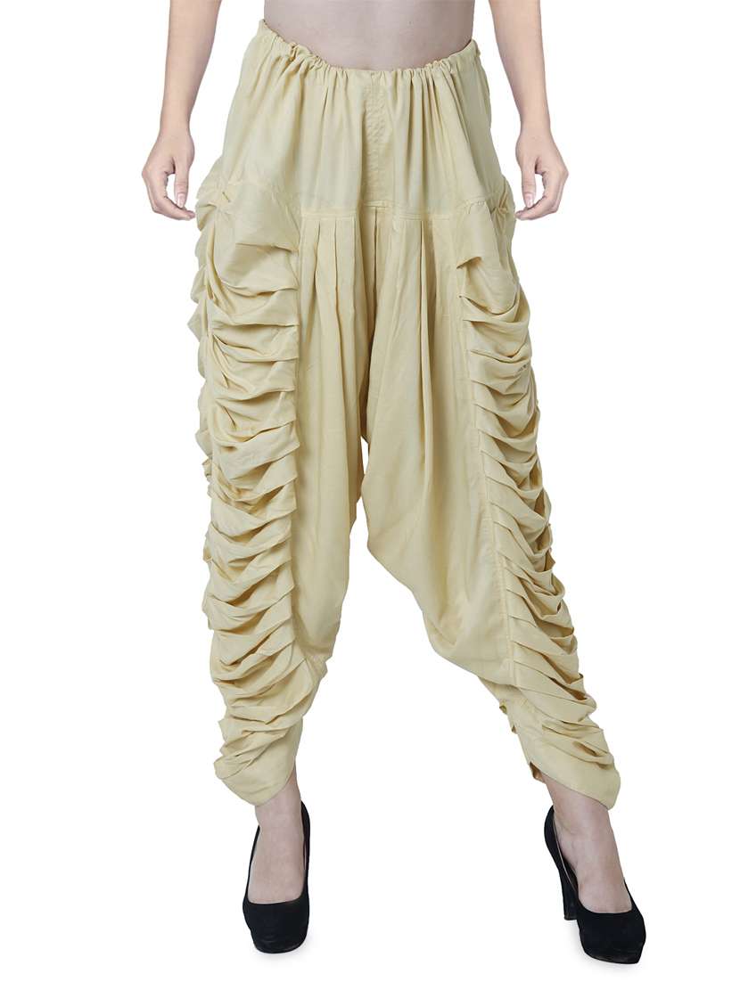 beige rayon dhoti salwar salwars - 16944011 -  Zoom Image - 0