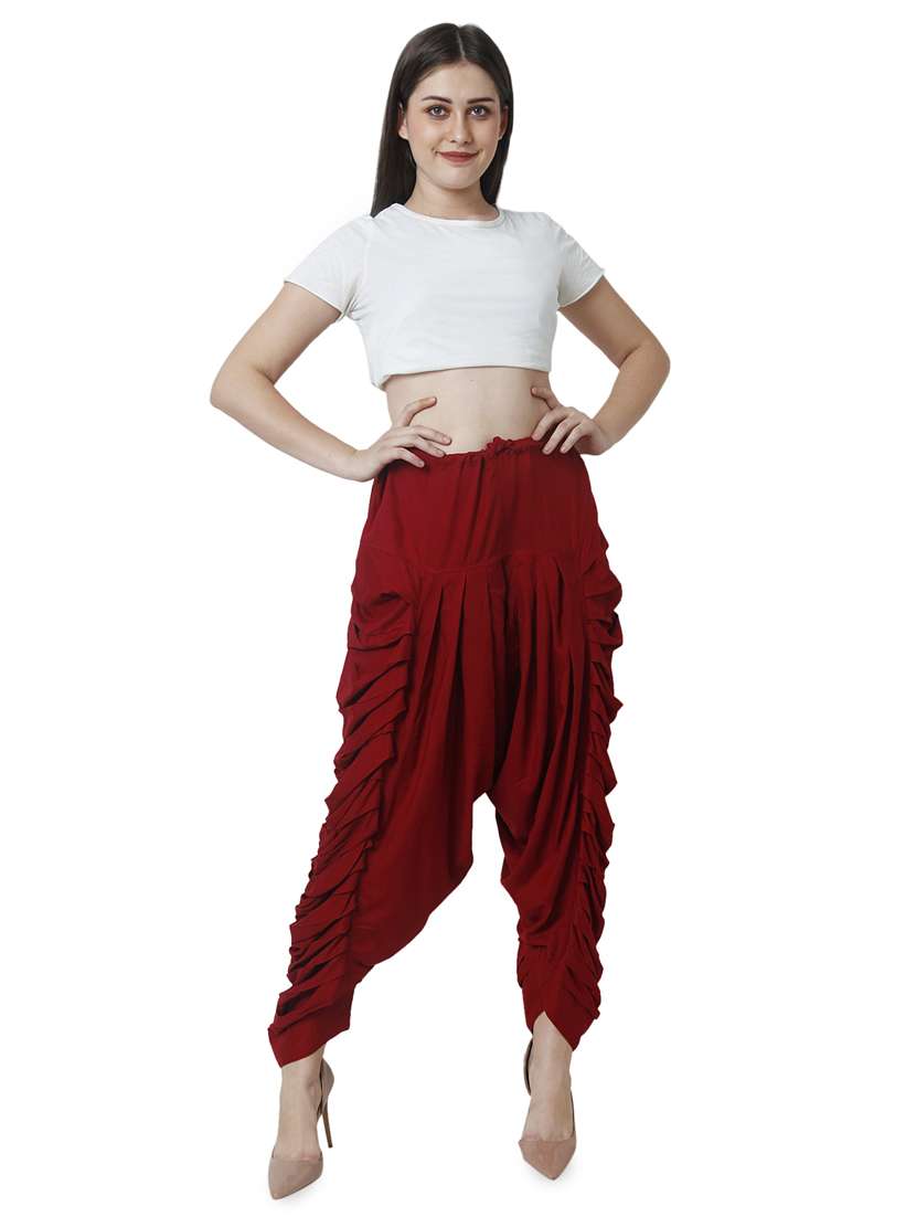 red rayon dhoti salwar salwars - 16944012 - Standard Image - 3