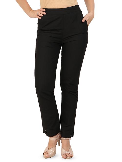 mid rise solid trouser - 16944045 - Standard Image - 0