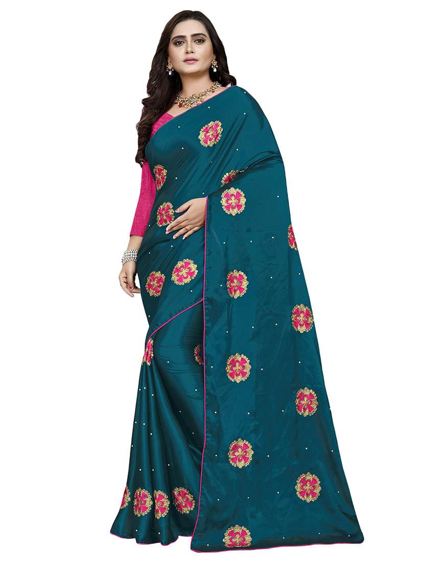 women's embroidered saree with blouse