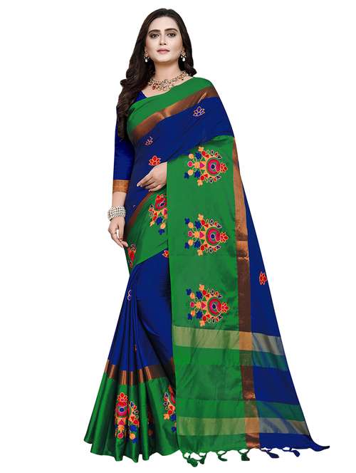 self design embroidered saree with blouse - 16944291 - Standard Image - 0
