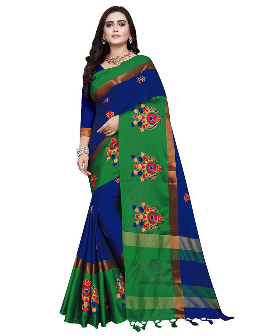 self design embroidered saree with blouse - 16944291 - Zoom Image - 0