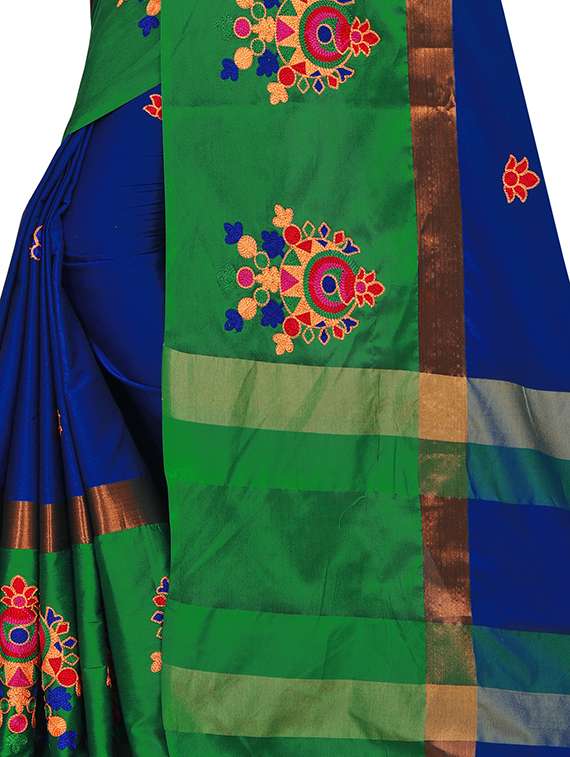 self design embroidered saree with blouse - 16944291 - Standard Image - 3