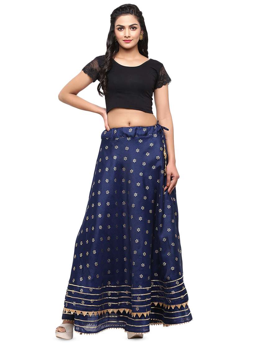 navy blue cotton flared skirt - 16944567 -  Standard Image - 3