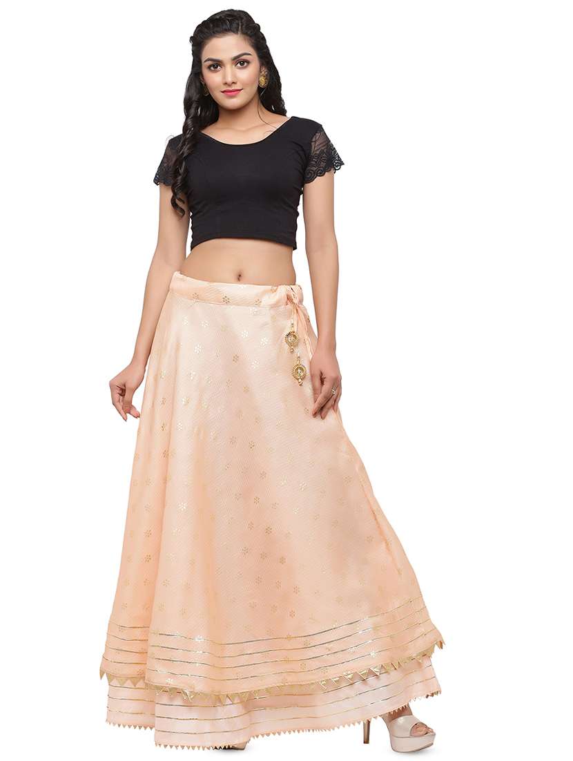 peach cotton flared skirt - 16944568 -  Standard Image - 3