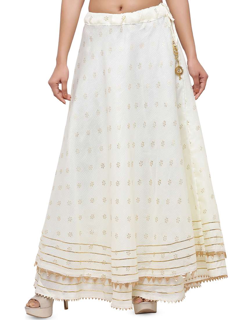 white cotton flared skirt