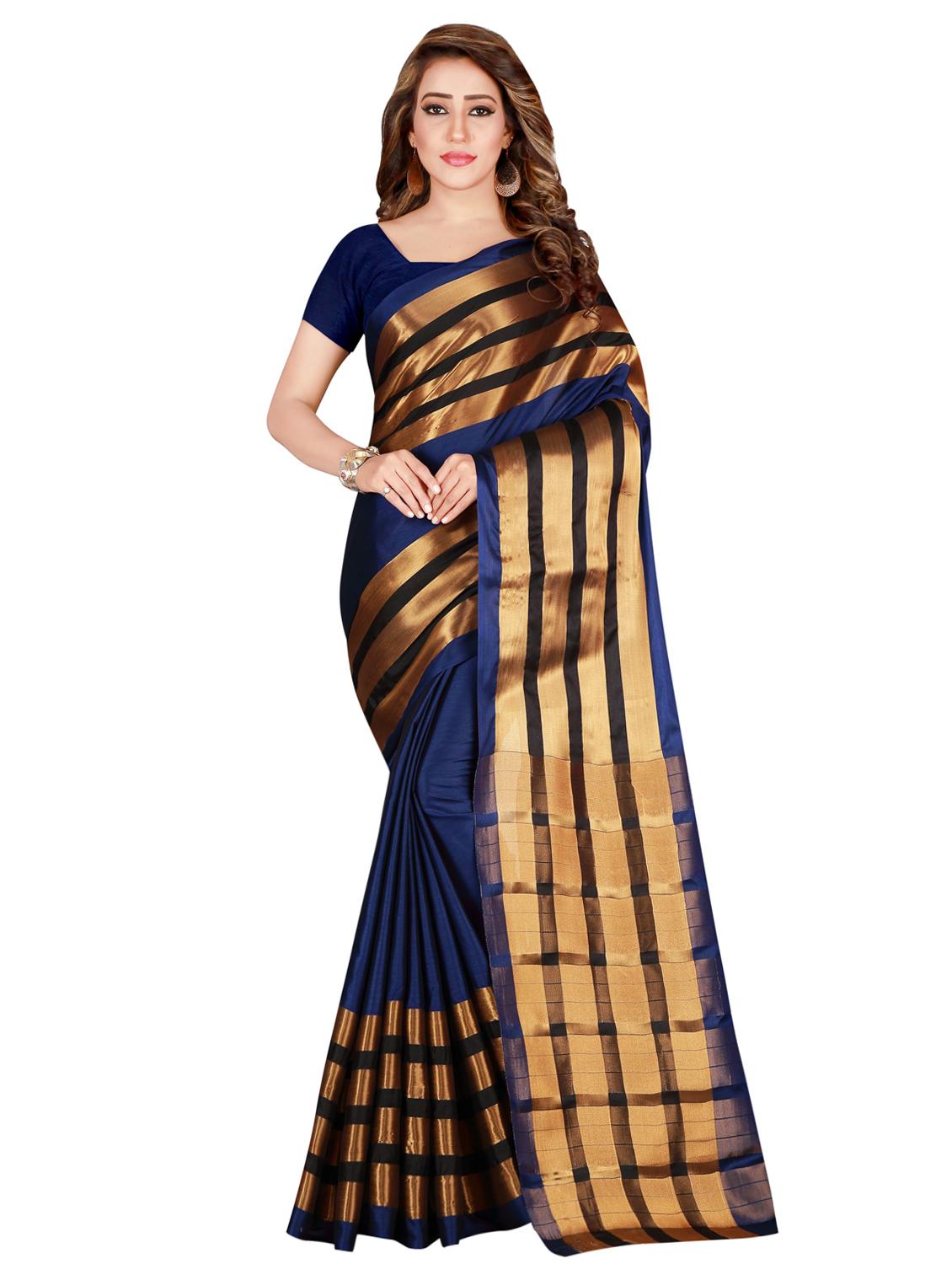 striped woven saree with blouse - 16944982 - Zoom Image - 0