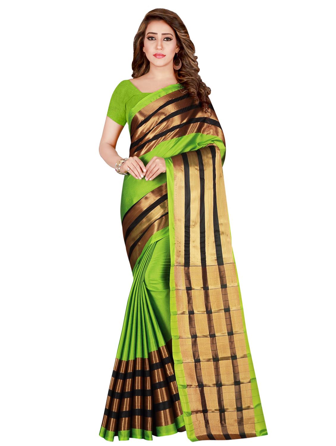 striped woven saree with blouse - 16944983 - Zoom Image - 0