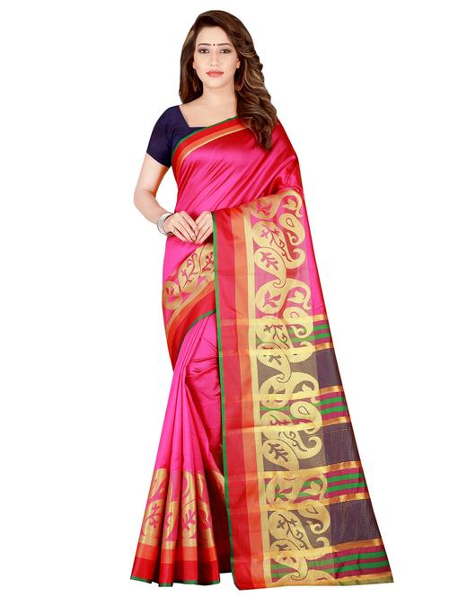 solid bordered woven saree with blouse - 16944994 - Standard Image - 0