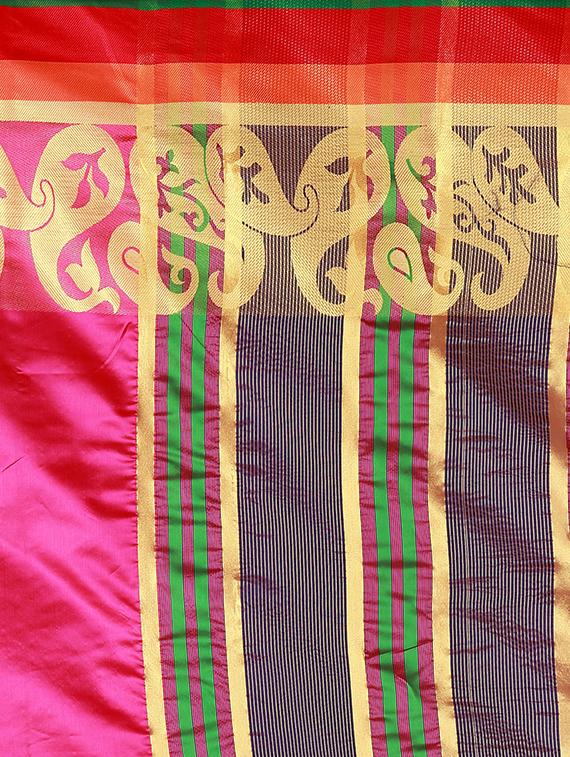 solid bordered woven saree with blouse - 16944994 - Standard Image - 3
