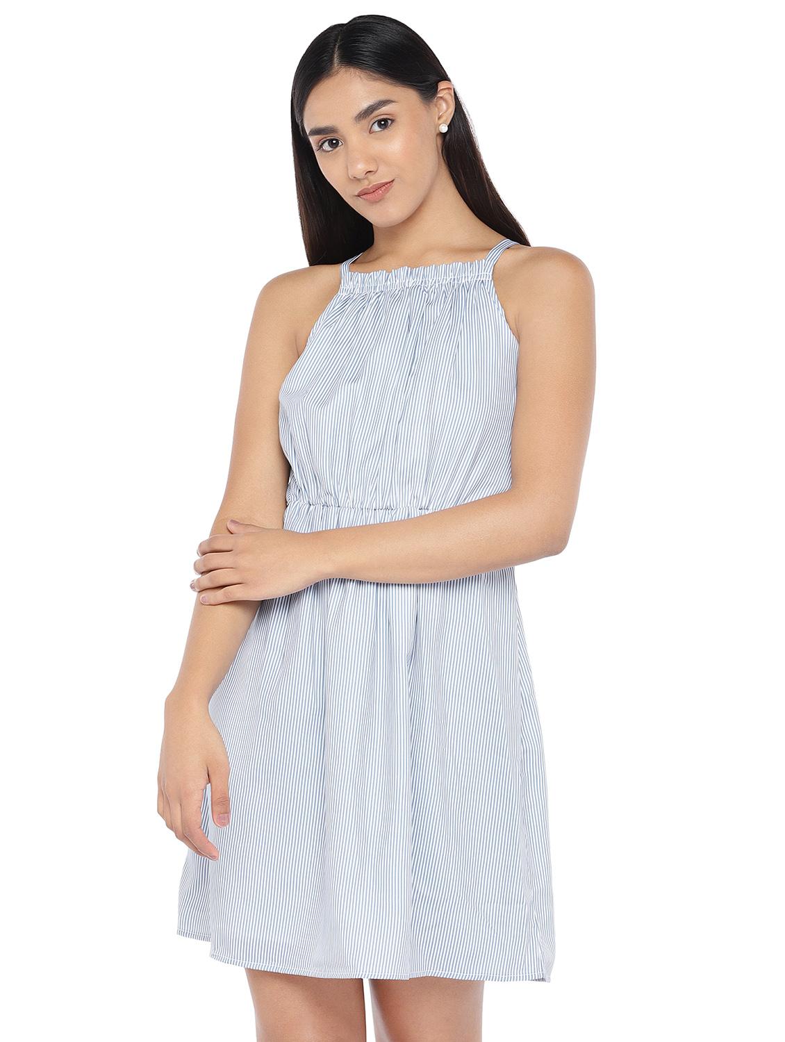 halter neck striped a-line dress - 16945526 -  Zoom Image - 0