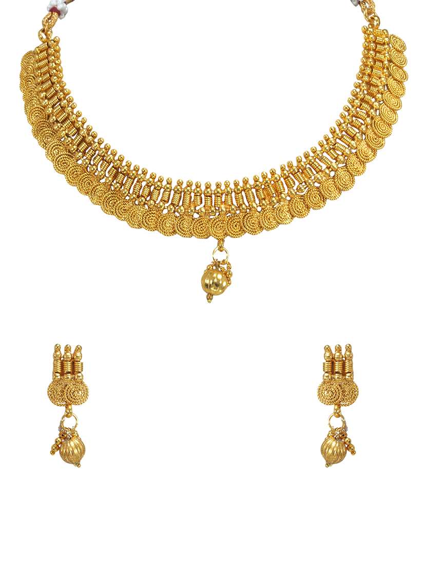 gold metal short necklace