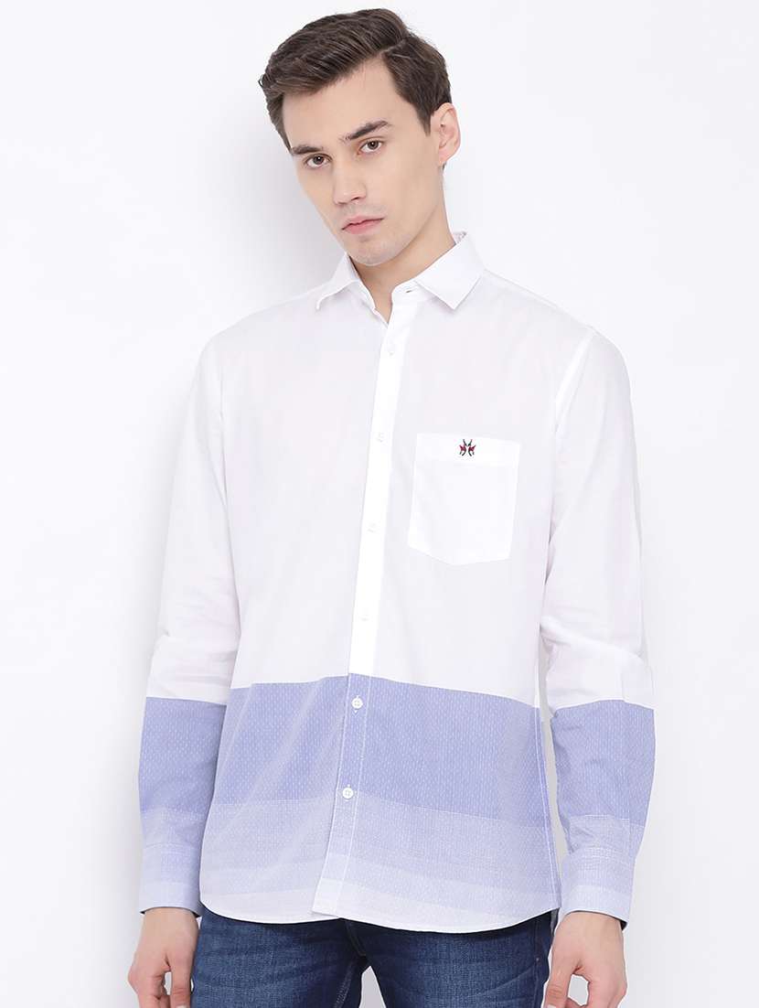 white color block casual shirt
