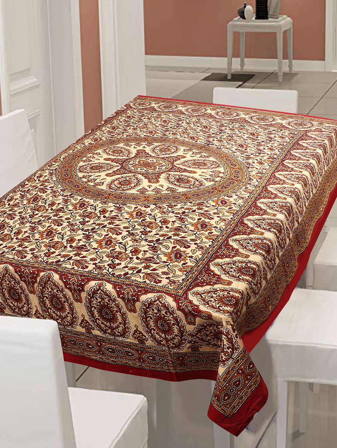cotton jaipuri print 6 to 8 seater table cloth cover - 16947957 -  Zoom Image - 0