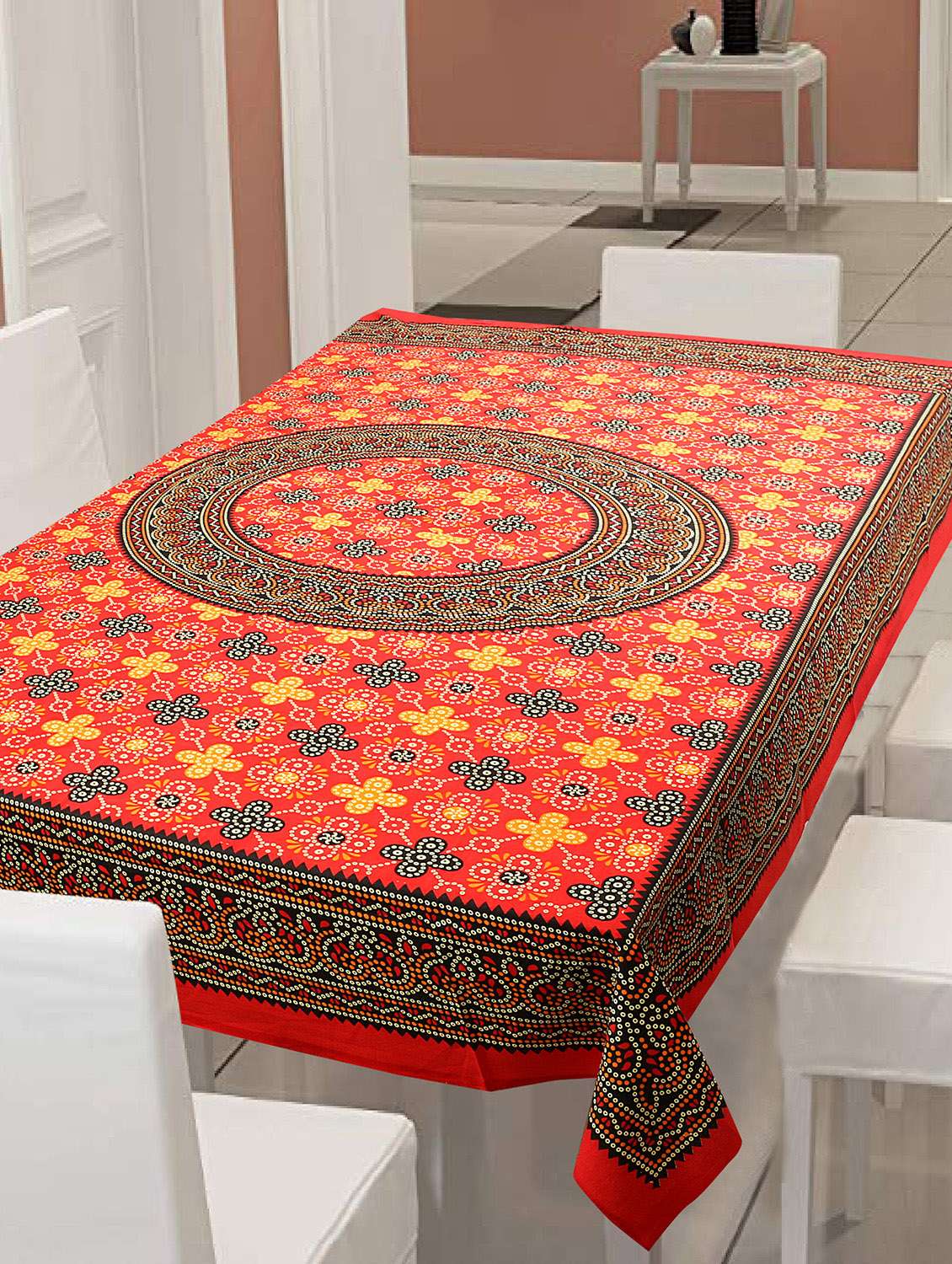 cotton jaipuri print 6 to 8 seater table cloth cover - 16947995 -  Zoom Image - 0