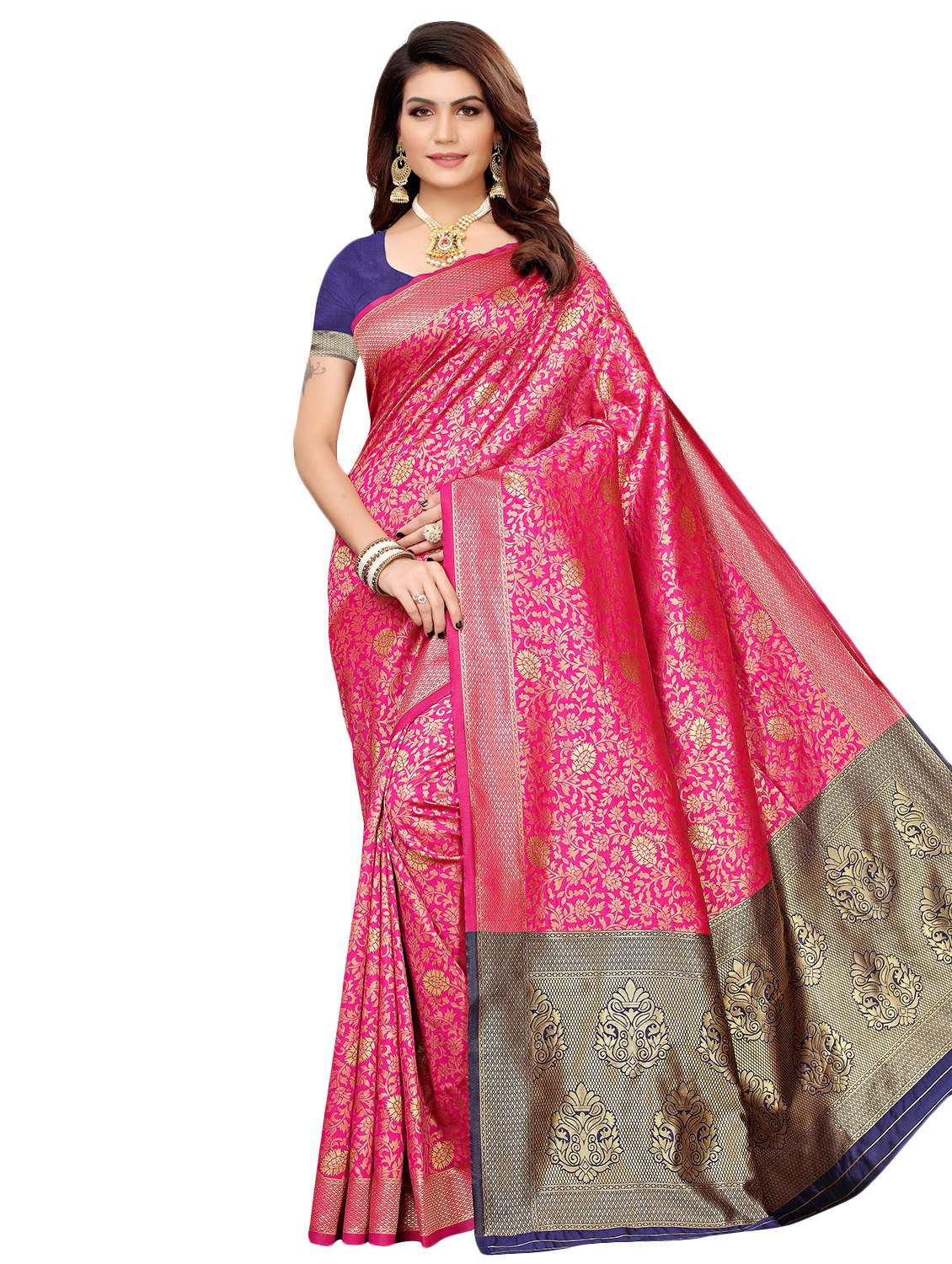 floral printed saree with blouse