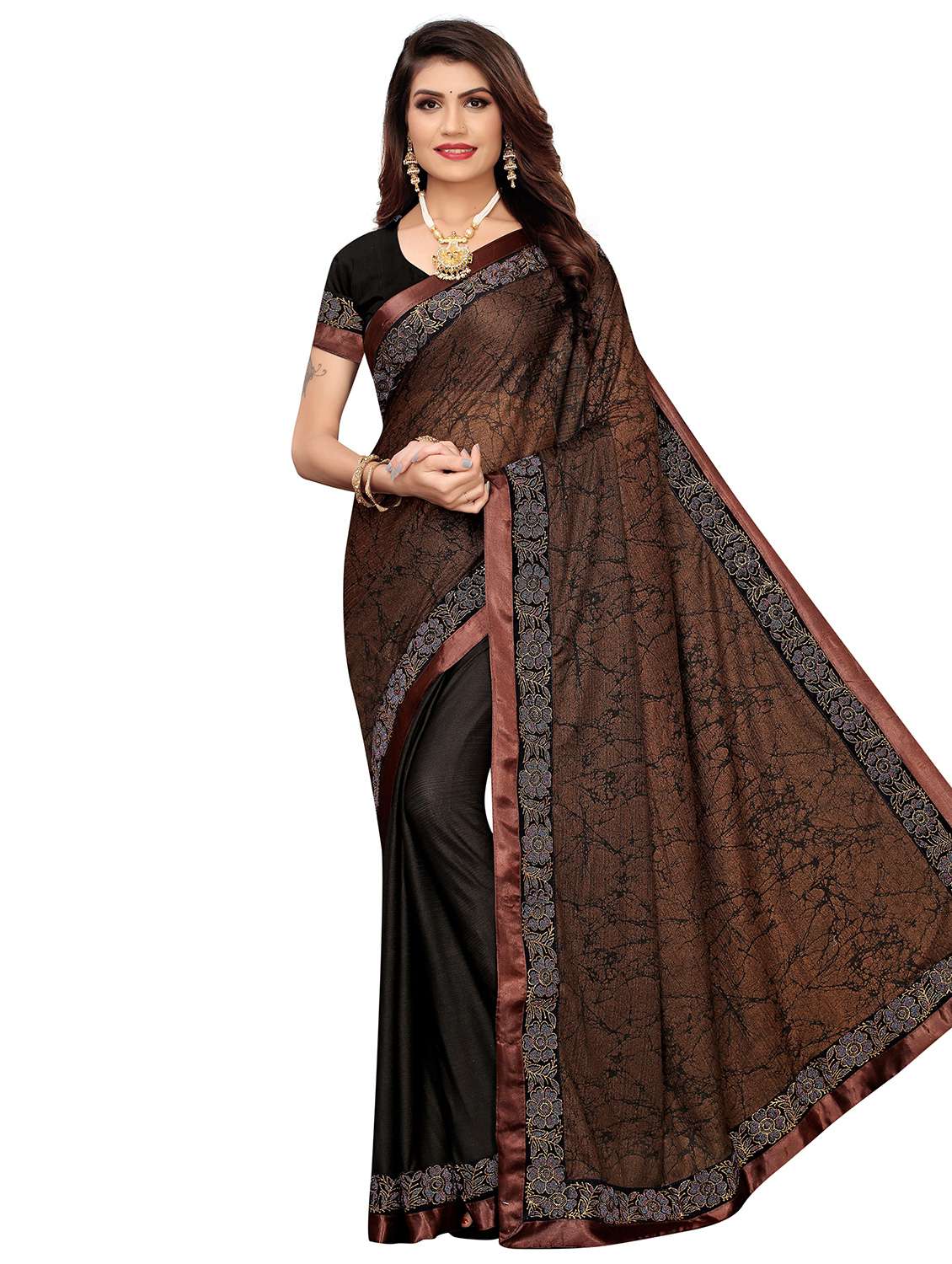 abstract half & half saree with blouse
