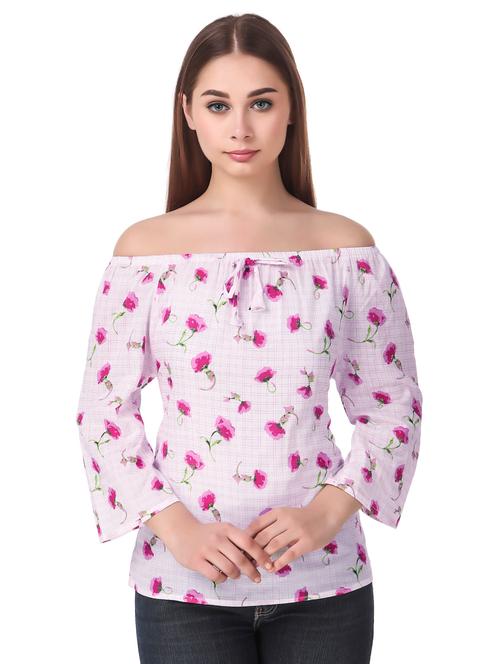off shoulder floral  top  - 16949508 -  Standard Image - 0