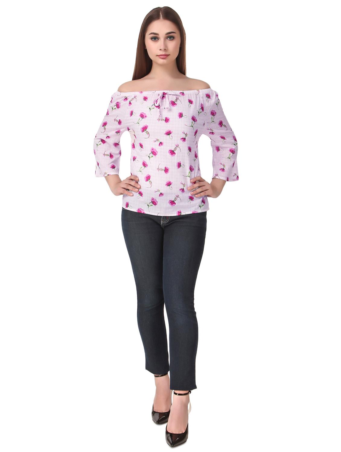 off shoulder floral top - 16949508 - Standard Image - 3