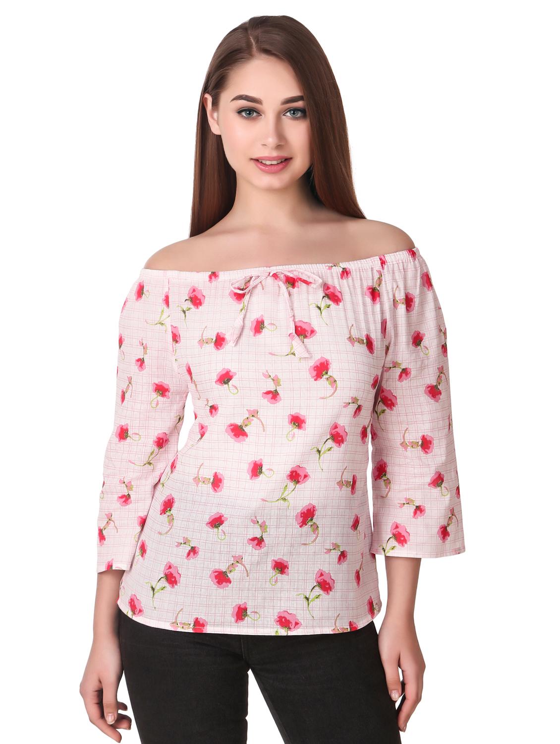 off shoulder floral top - 16949509 - Zoom Image - 0