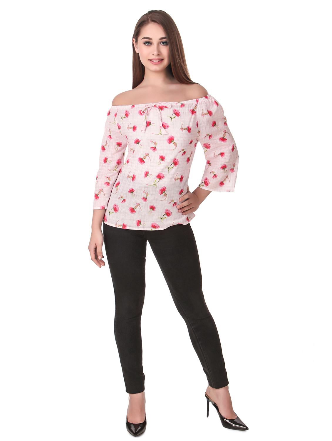 off shoulder floral top - 16949509 - Standard Image - 3